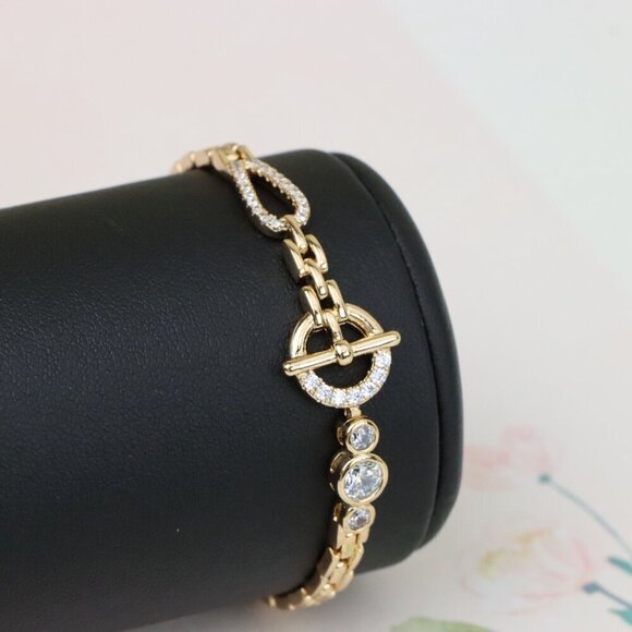 "Sparkling Designer Toggle Clasp Rose Gold Bracelet, XPBL0931 - Picture 1 of 12